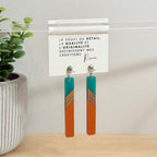 55. Boucles d'oreilles verre, résine et bois