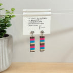 56. Boucles d'oreilles verre, résine et bois