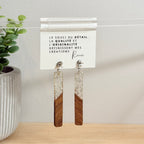 62. Boucles d'oreilles verre, résine et bois