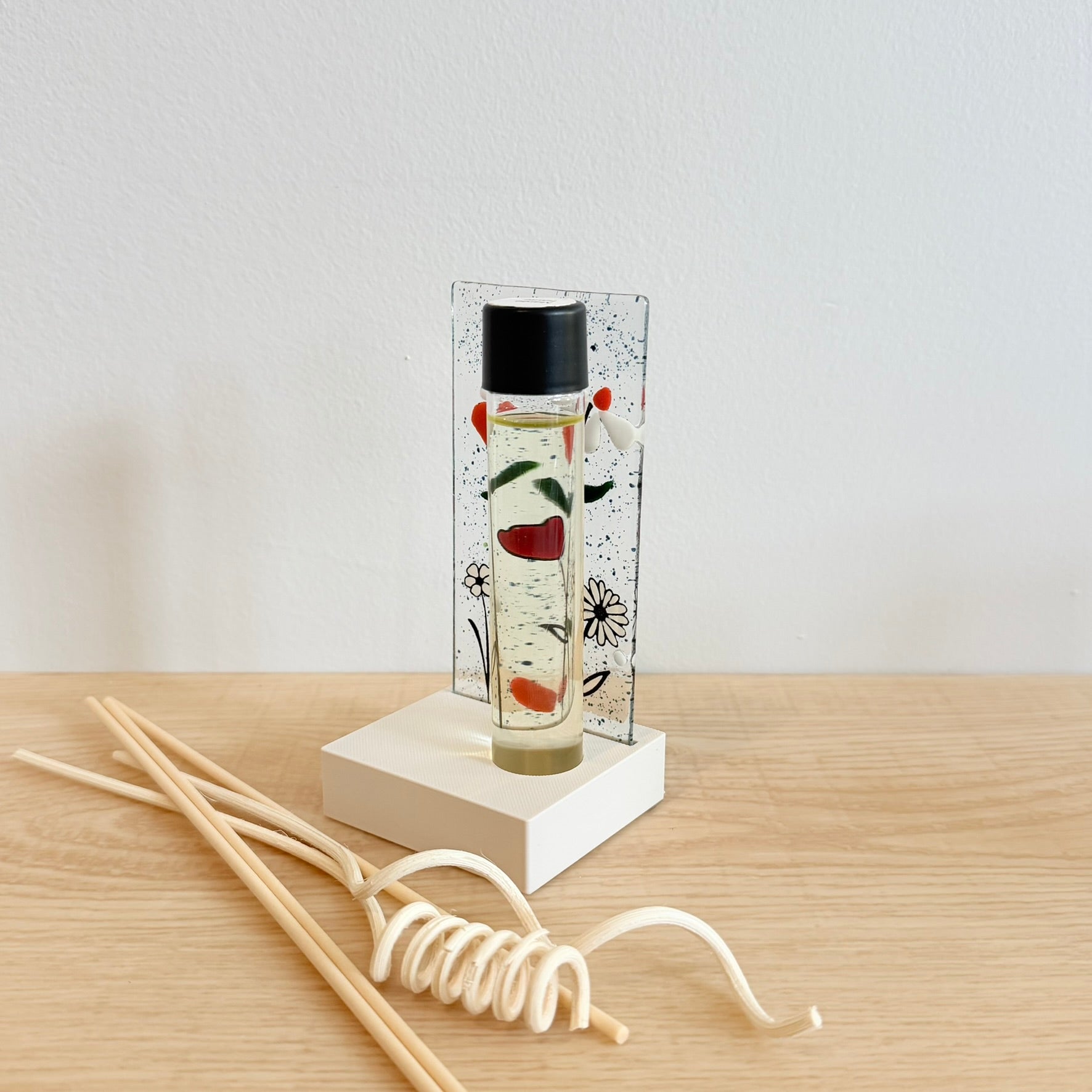 Diffuseur à roseaux -  FLEUR blanc et rouge-orange