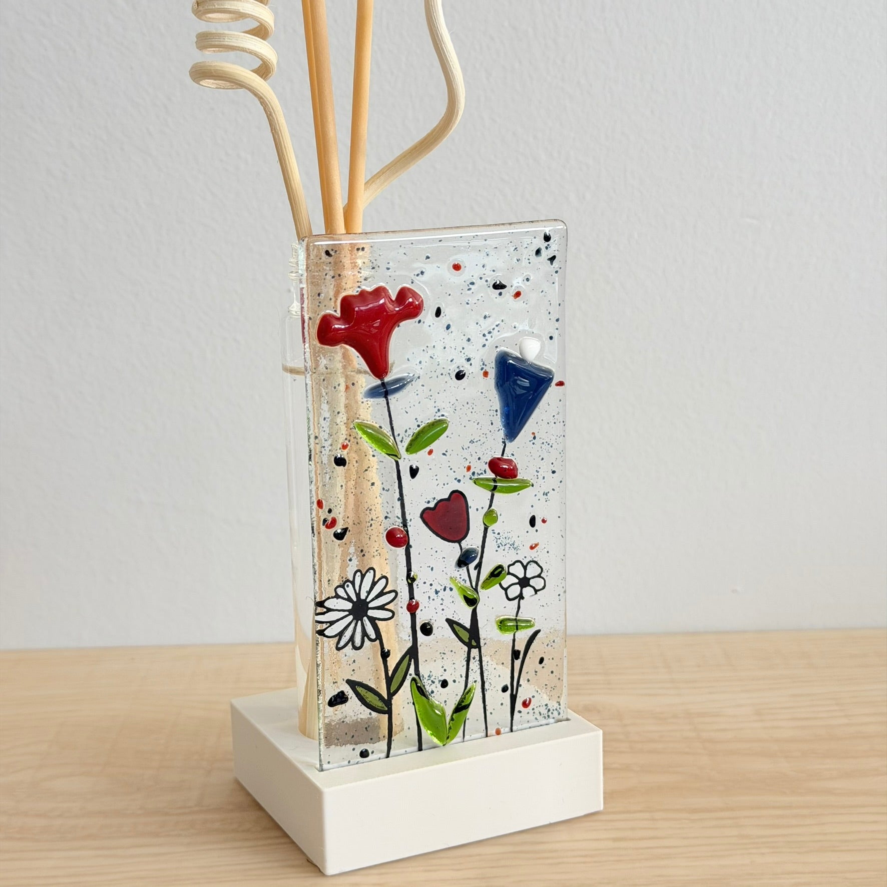 Diffuseur à roseaux -  FLEUR bleu et rouge