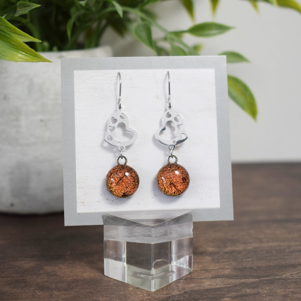 Boucle d'oreille Coeur - Brillant orangé