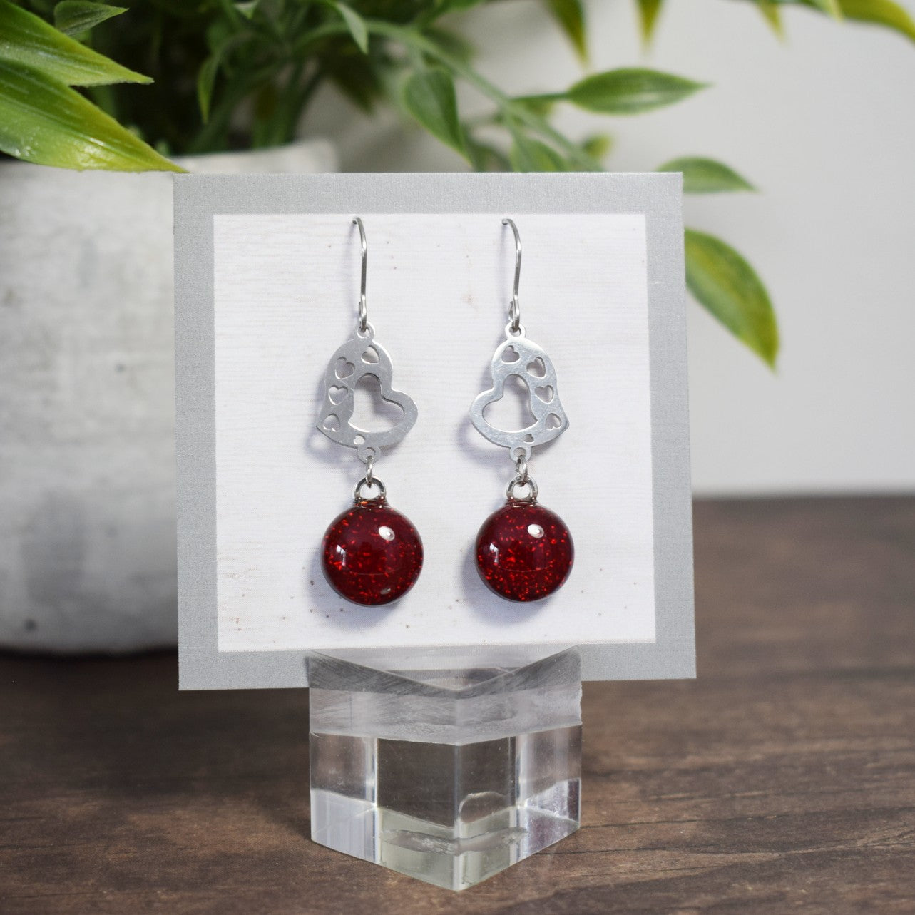 Boucle d'oreille Coeur - rouge