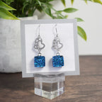 Boucle d'oreille Coeur - Brillant bleu carré