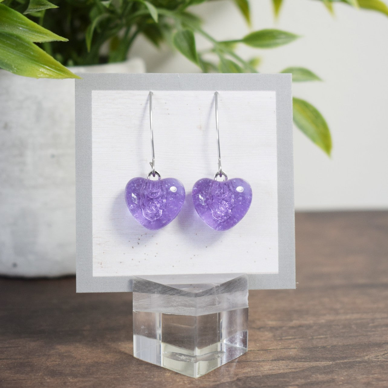 Boucle d'oreille - Coeur Néon mauve