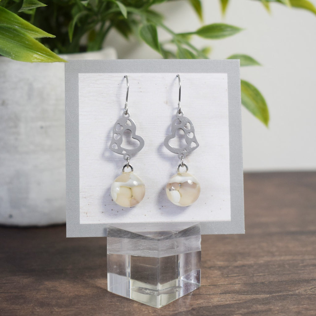 Boucle d'oreille Coeur - galet naturel