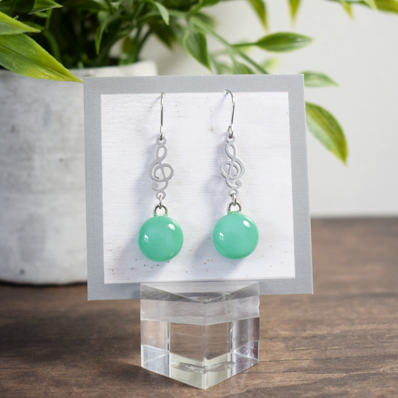 Boucle d'oreille Note de musique - Vert