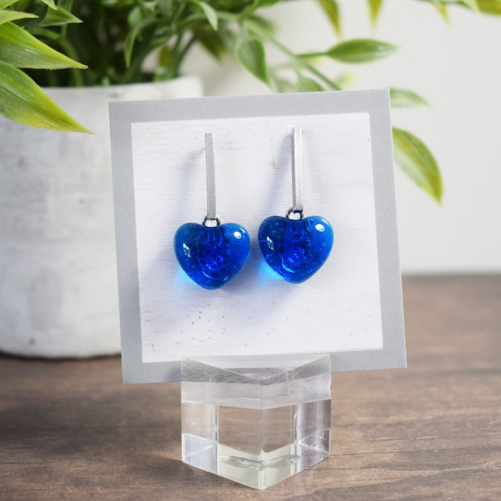 Barre d'oreille - Coeur bleu transparent