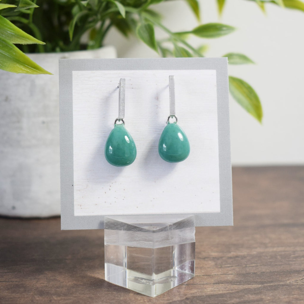 Barre d'oreille - Goutte d'eau vert