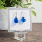 Barre d'oreille - Goutte d'eau bleu transparent