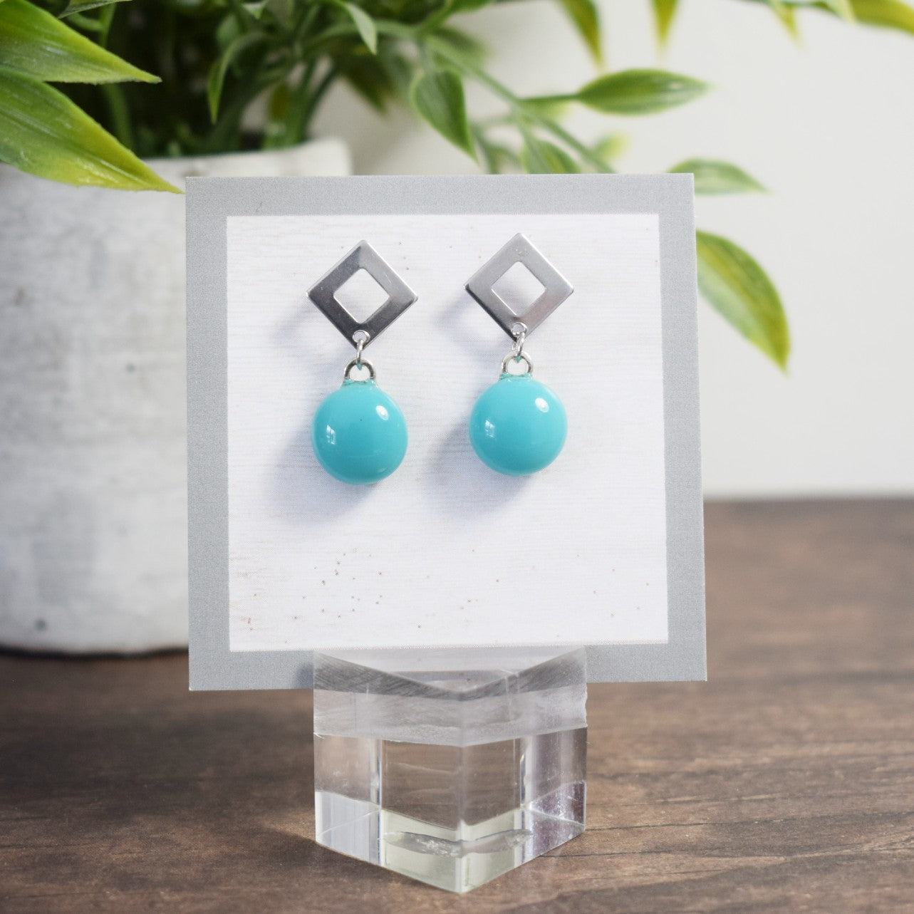 Barre d'oreille - Losange - Aqua