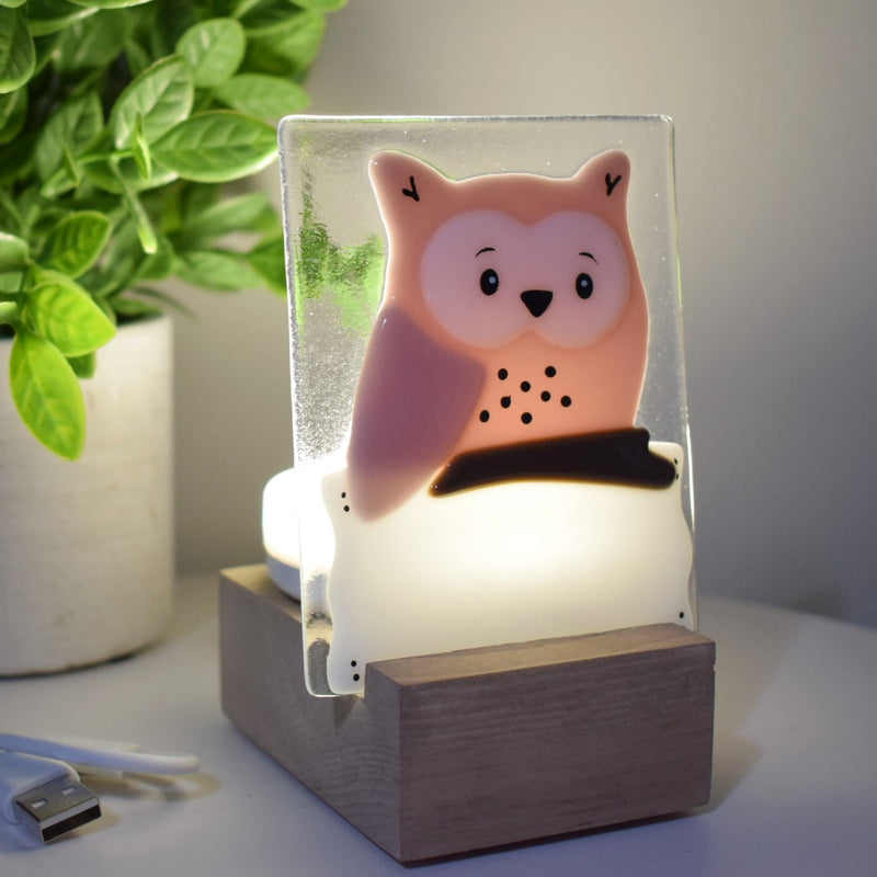 VEILLEUSE - Hibou vieux-rose